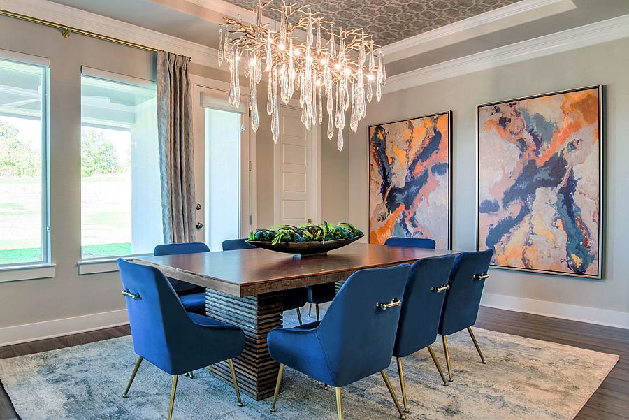 A rectangular dining room table is still very popular space allowing.