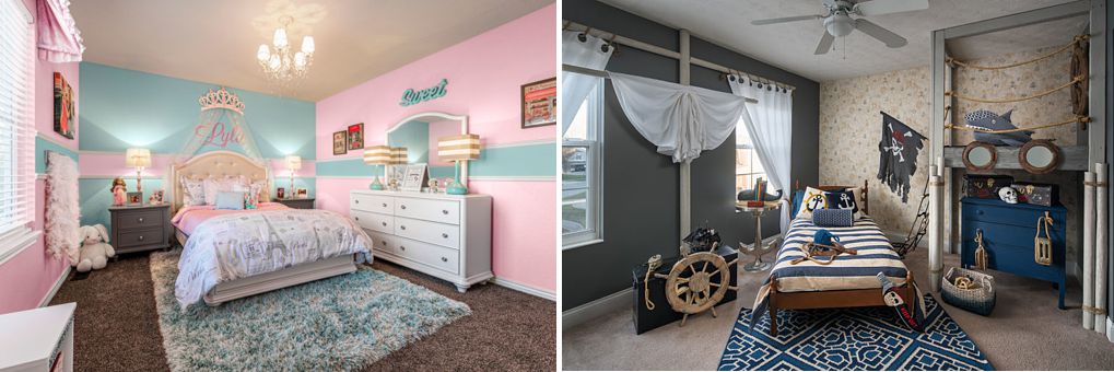 The princess and the pirate. Perfectly themed bedrooms for smaller kids.